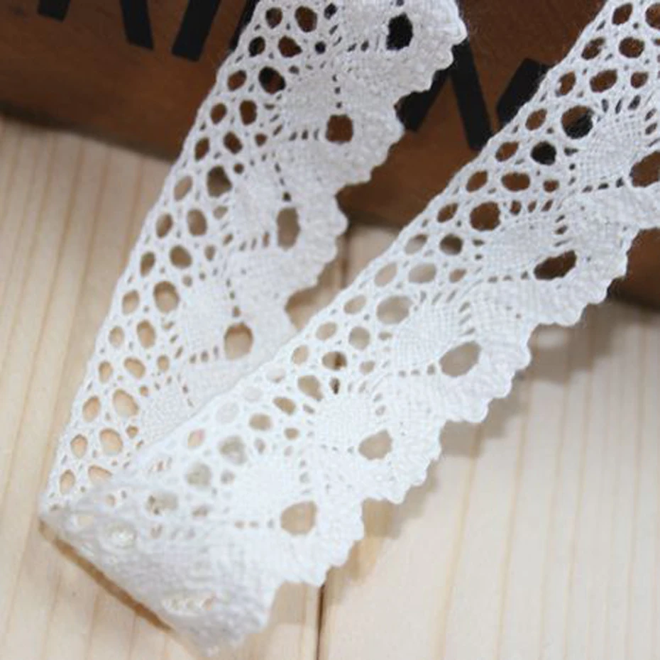 Algodão Lace Trimming para DIY Craft, Vestuário de costura, Guarnição Tecido, Acessórios do vestuário, 10, 20, 30, 40, 50 jardas, 25mm, 40mm Largura