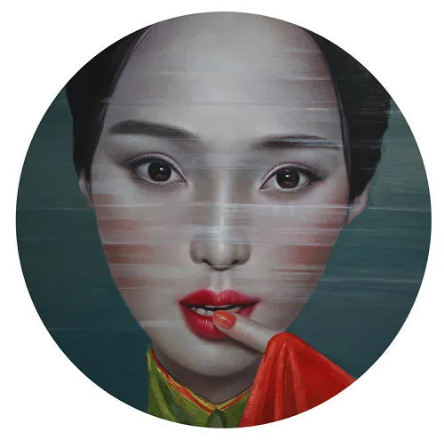 Oil Painting Canvas Hand painted Modern art Portrait Paintings Chinese Artist LingJian Women Picture Home decoration 36x36Inch