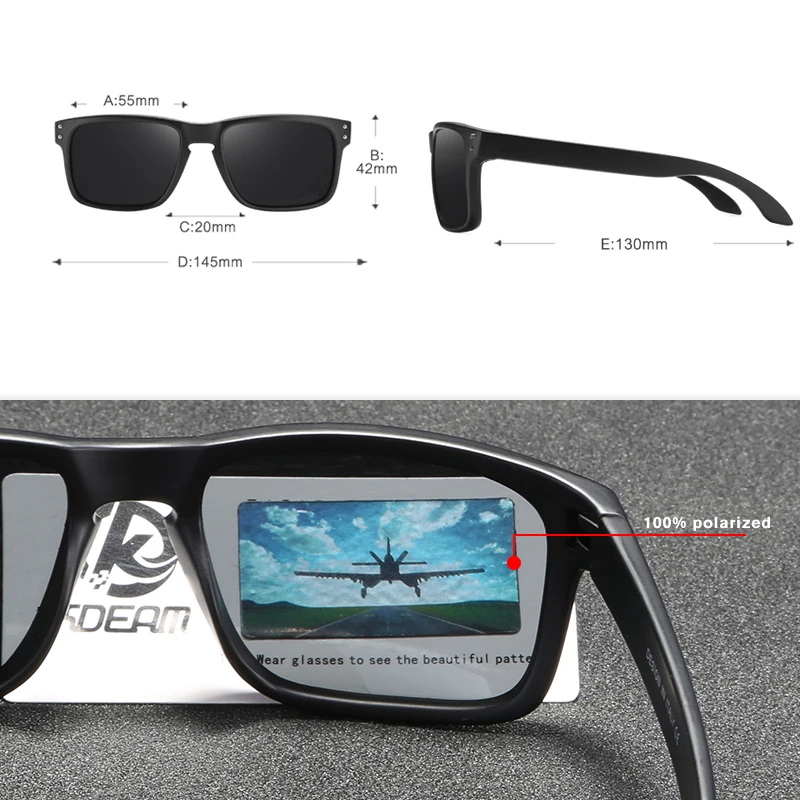 KDEAM Rectangle Polarized Sunglasses Men&Women Legend Design oculos de sol Hard Case included