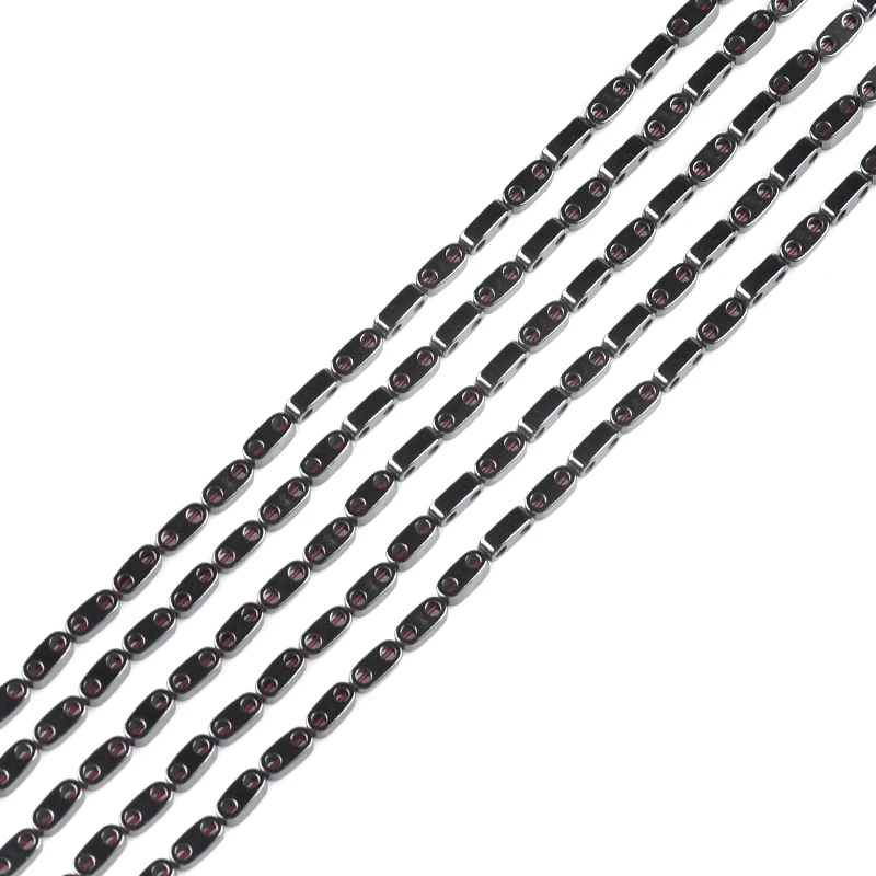 Nature stone Black Hematite Beads 6*3mm 64Pcs Cuboid shape two holes Beads For DIY Jewelry Necklace Bracelet Making Accessories