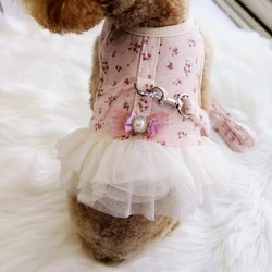 On Sale Stock Pet Harness For Small Dogs Breeds Luxury Cat Collar Vest With Leash Set With Tutu Skirt S M L Accessories Supplies