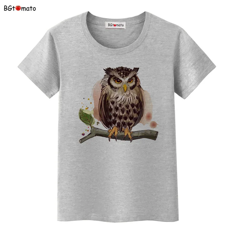 Hand Painted 3D owl T-shirt women fashion creative originality shirts Good quality brand Tops Tees