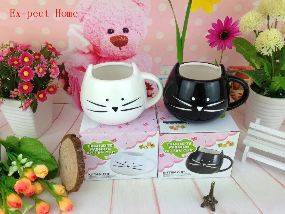 Hot 60Pcs Novelty Cute Cat Animal Milk Mug Ceramic Creative Coffee Porcelain Tea Cup Nice Gifts Children's Day Gift