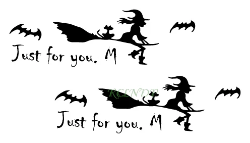 Waterproof Temporary Tattoo Sticker Halloween Witch riding a broom "just for you" flash tatto fake tatoo tomen girl women kids