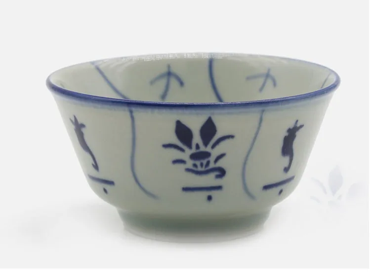 

Ceramic Bowl Retro Hand-painted China Blue White Japanese Korean Rice Soup Bowl Thick Enamel