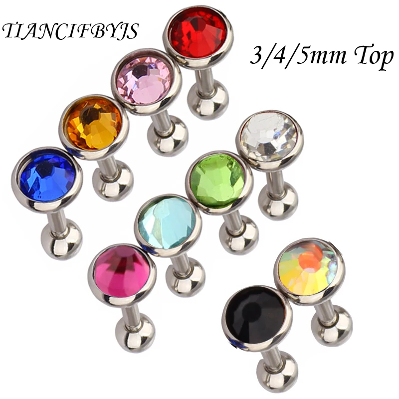 50pcs mix 10 color 16G Tragus Helix Bar Cartilage Top Upper Ear Earring Stud Labret Body Jewelry Piercing  Ear Piercing