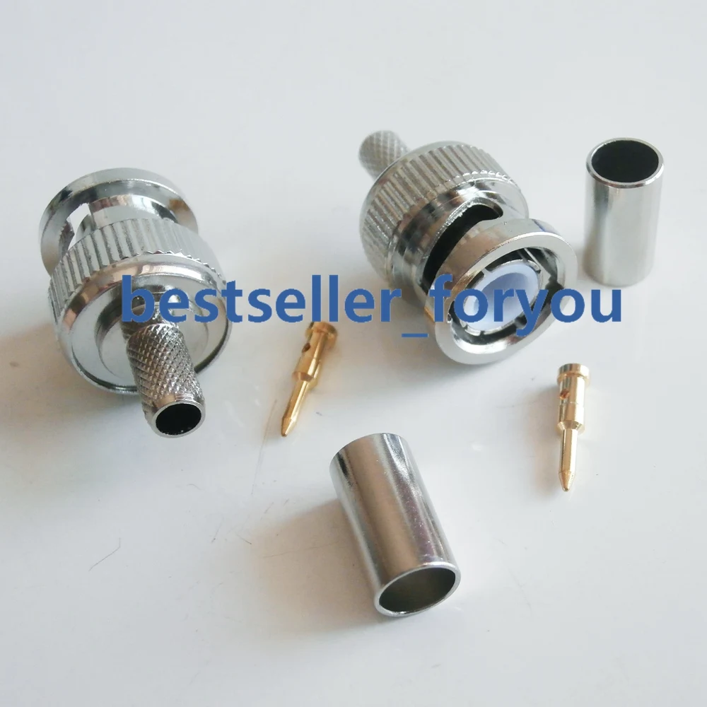 BNC Male Plug RF Coax Connector Crimp RG316,RG174,LMR100 Straight Nickelplated NEW wholesale