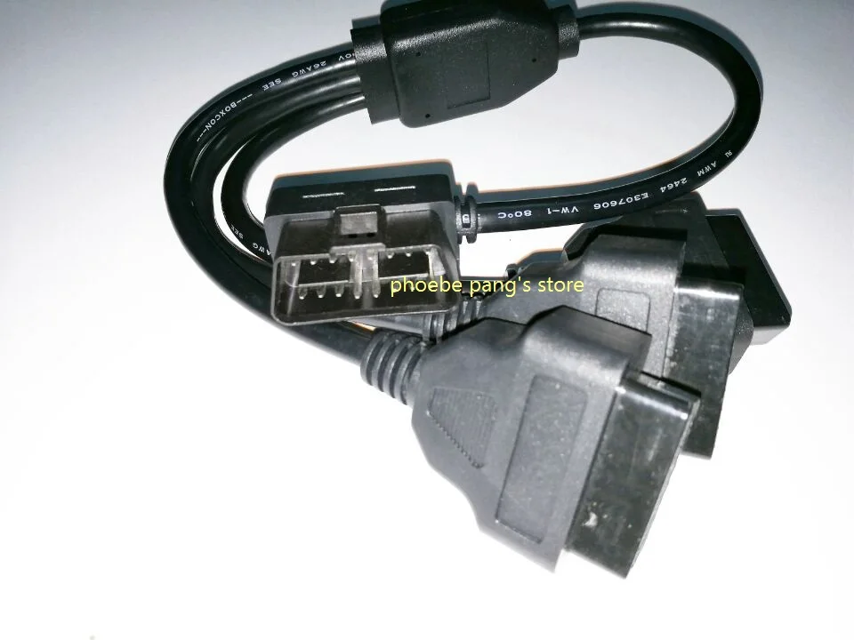 ELM327 90 degree 16 pin OBD 2 OBDII OBD OBD2 Splitter Cable Extension Male to 3 Female 50cm