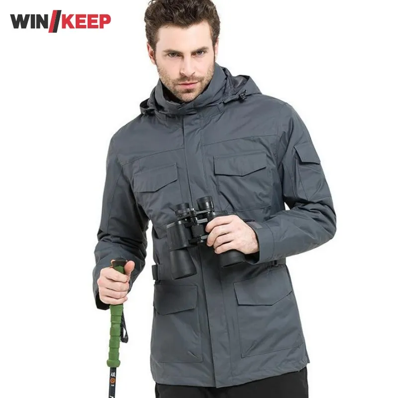 Men Outdoor Jacket Waterproof Ski Jacket Men Fishing Overcoat For Male Camping Hiking Men Clothes Warm Two Pieces Winter Coats