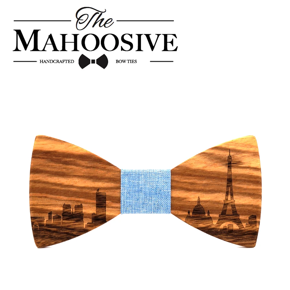 MAHOOSIVE Wooden bow tie Gravata Pairs City Skyline Wedding Groom Gift Butterfly For Men's Suit Shirt Necktie Jewerly Accessory