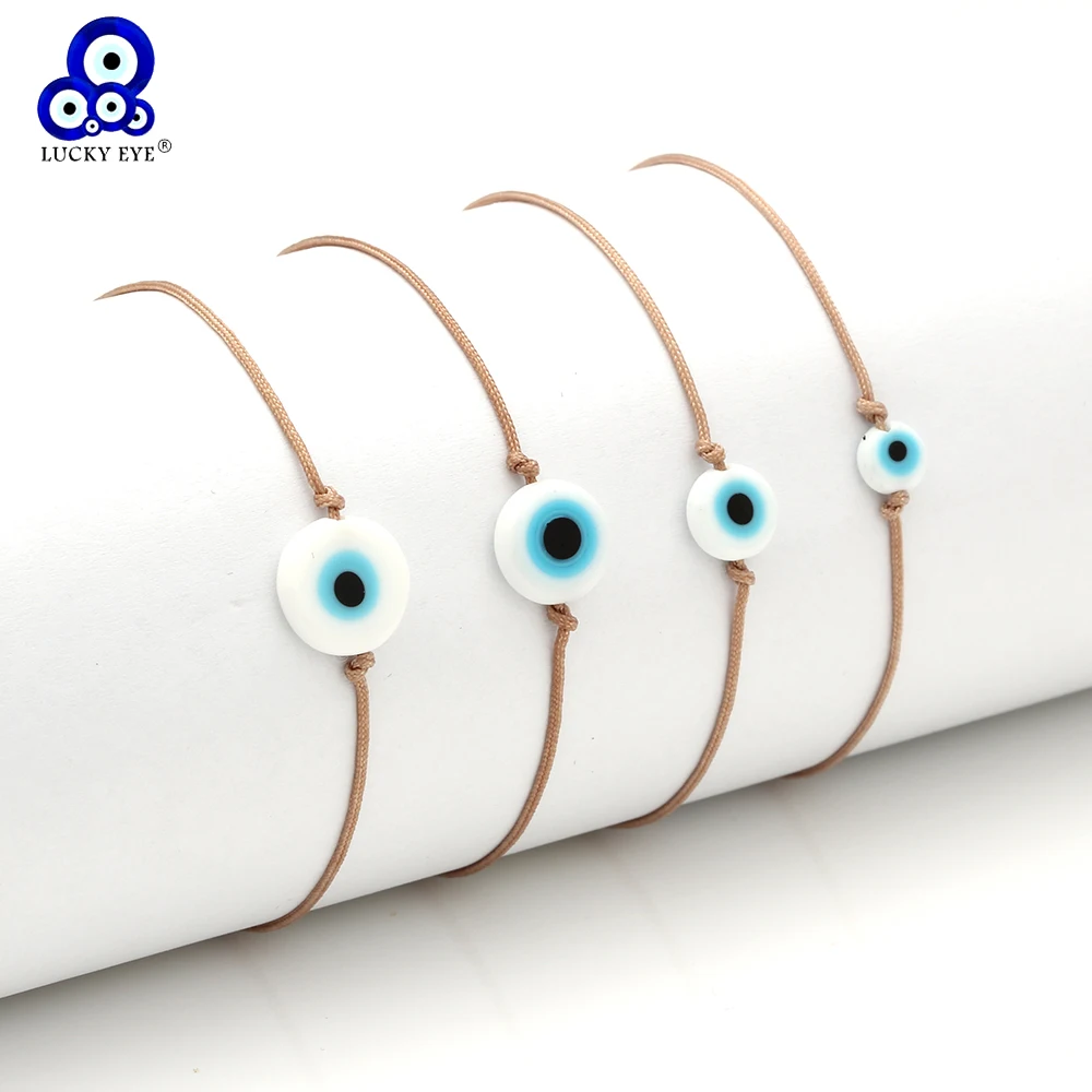 Lucky Eye Braided Blue Evil Eye Bracelet Anklet DIY Rope Chain For Women Girl Jewelry Adjustable EY6175