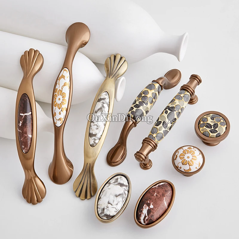 Top Designed 10PCS European Ceramic Kitchen Cabinet Door Handles Cupboard Wardrobe Drawer Wine Cabinet Pulls Handles and Knobs