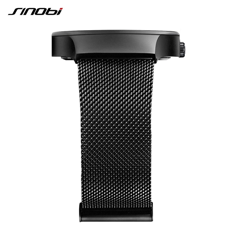 SINOBI Top Brand Men Watches Stainless Steel Mesh Strap Sports Watches Fashion Creative Quartz Wristwatches Relogio Masculino