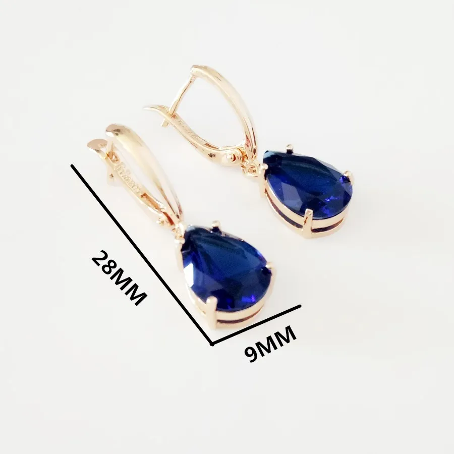 Women Drop Earrings Trendy 585 Rose Gold Color Fashion Jewelry New Design Blue Stone Lady Earring Gift