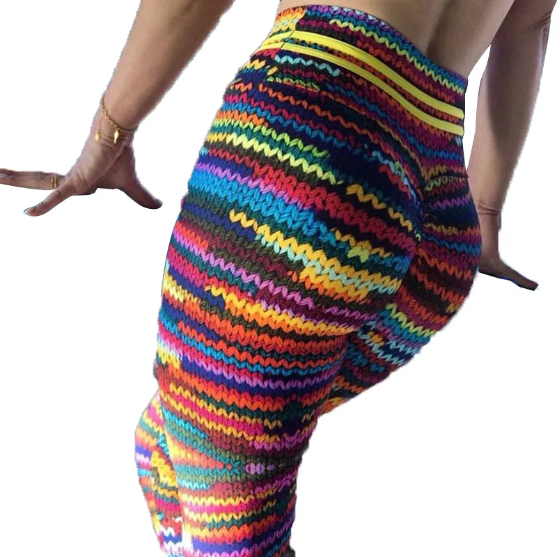 New Original Women Knit Printing Leggings Thick Elastic Female Gymming Workout Sporting Colorful Leggings