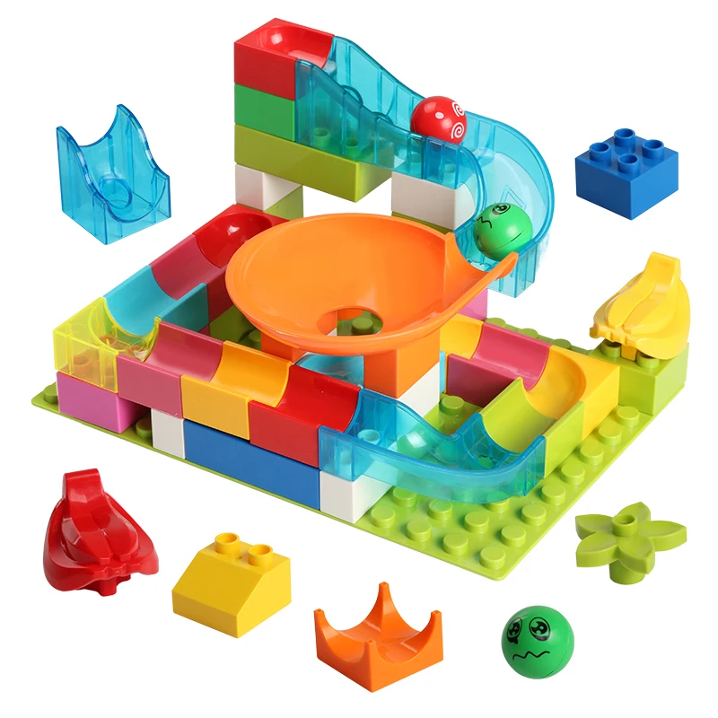 Big Size DIY Building Blocks Maze Race Marble Run Blocks Accessories DIY Assembly Bricks Toy For Children