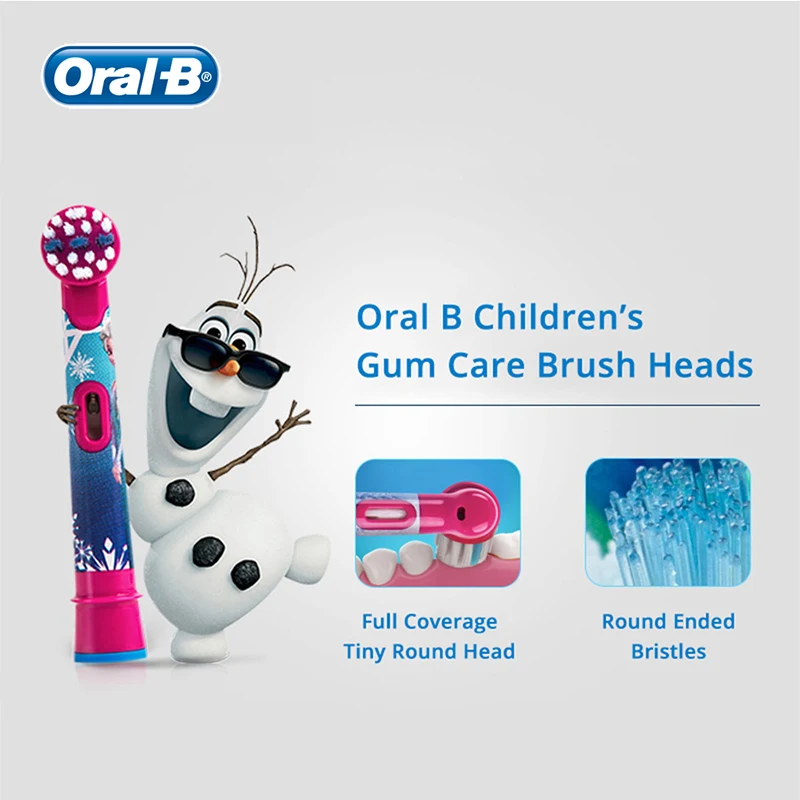 Oral B Kids Replacement Brush Heads 2/4 Pcs Elsa Extra Soft Bristles for Most Oral B kids Electric Toothbrushes