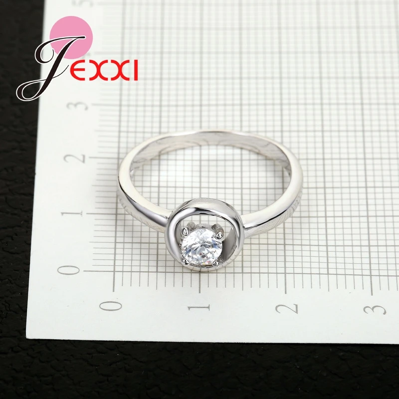 Stylish 925 Sterling Silver with Austrian Crystal Woman Rings Crystal Wedding Engagement Jewelry Sz 7.8.9