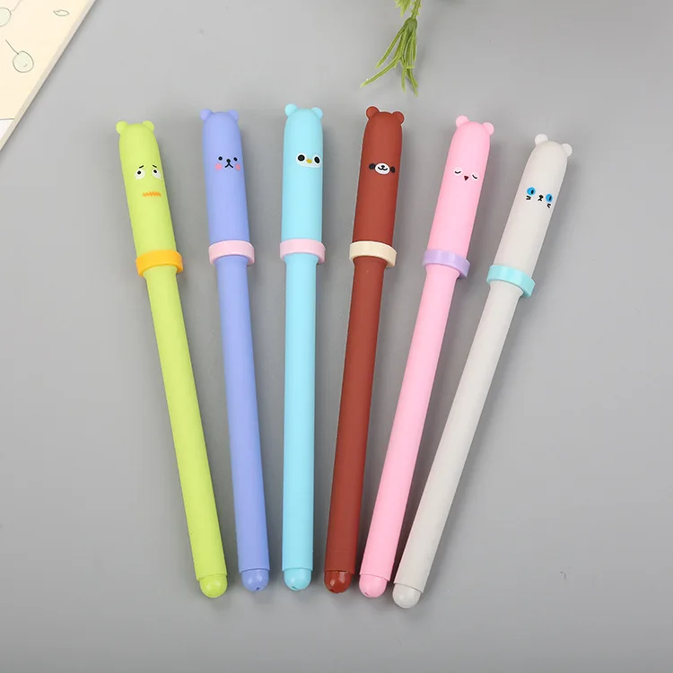 1 PCs Creative Pen Cap Animal Styling Neutral Cute Learn Stationery Water-based Pen Cartoon Black Syringe Signature Pen