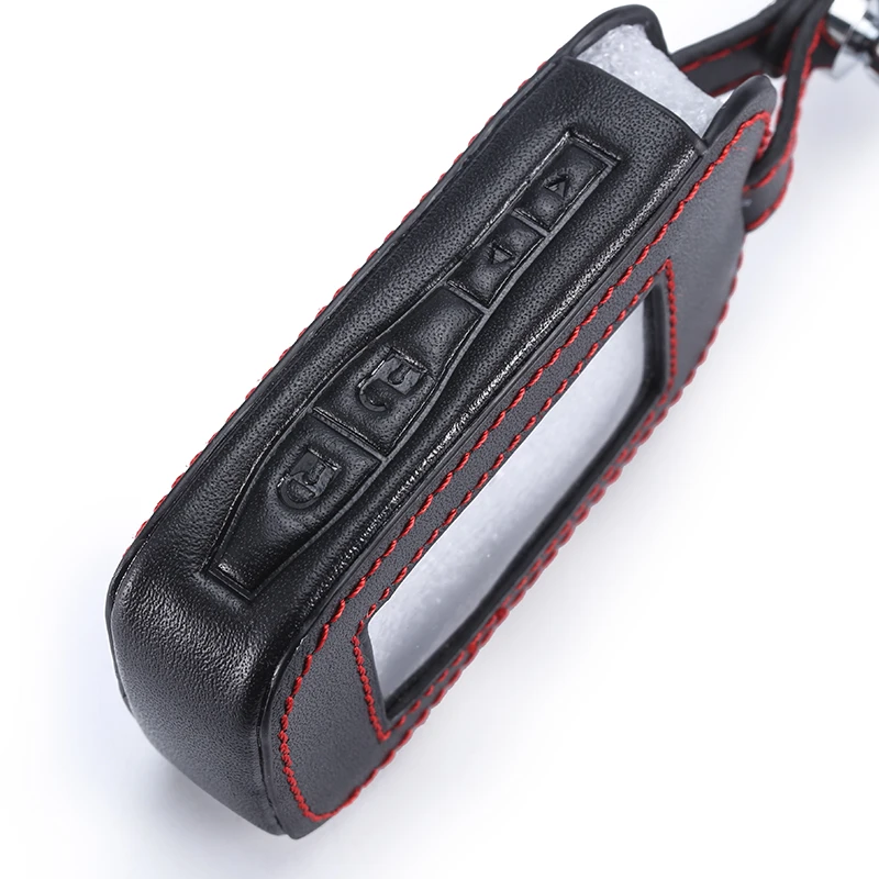 Leather Key Cover For Starline E90 E91 E60 E61 E62 LCD Remote Control Only Two Way Car Alarm Keychain Case