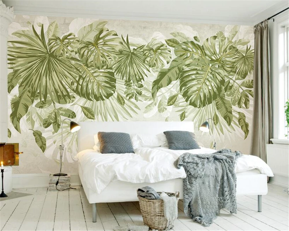 Beibehang Custom wall paper fresh grass green leaf plant jungle feng shui color wallpaper wallpaper home decoration wallpaper