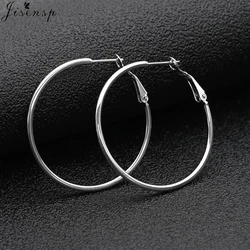 Jisensp 30/40/50/60mm Trendy Large Hoop Earrings Smooth Circle Earrings for Women Jewelry Hyperbole Oversizes Accessories