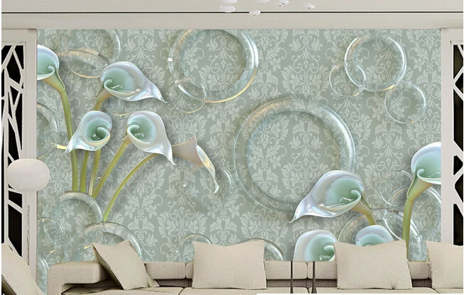 The custom 3D murals, 3 d coloured glaze callas   papel de parede,living room sofa TV wall children bedroom wall paper