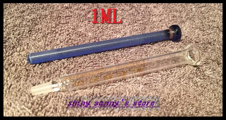 1Pcs 1ml Glass Syringe Injector Glass Sampler Lab Glassware Blue Brand New