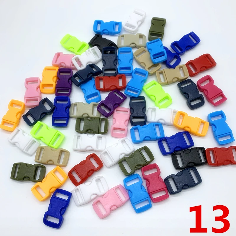 10Pcs/lot 10mm Side Release Buckle Curved Parachute 550 Paracord Bracelet For Dog Collar Strap Webbing Outdoor Camp