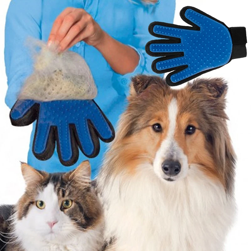 Dog Cat Hair Cleaning Gloves Silicone Pet Hair Removal Massage Supplies Dog Grooming Accessories Suit For Long Short Hair Cat