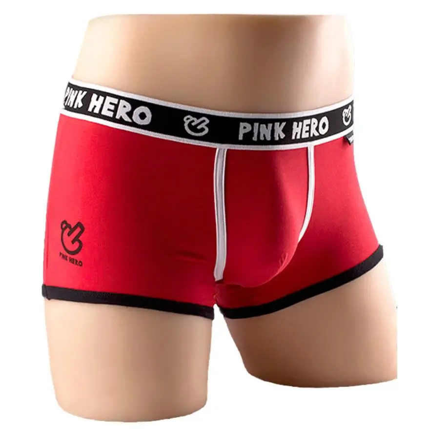 Pink Hero-ropa interior Sexy para hombre, bóxer de algodón a la moda, bragas cómodas, pantalones cortos