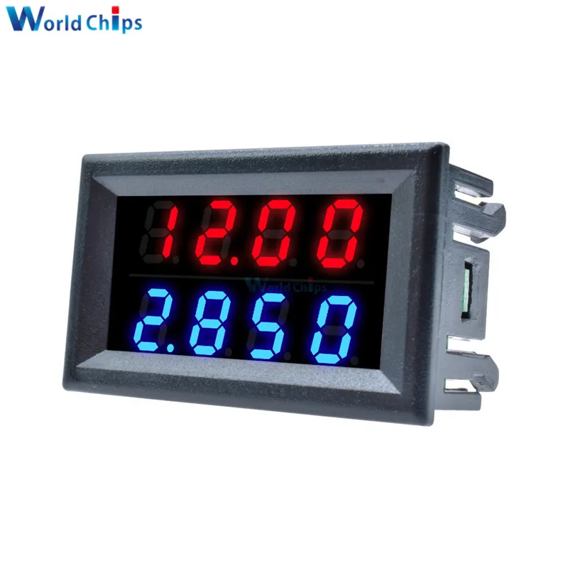 Red Blue 4bit Dual LED Display DC100V/200V 10A Digital Voltmeter Ammeter High Precision Voltage Meter Current Meter with 5 Wires