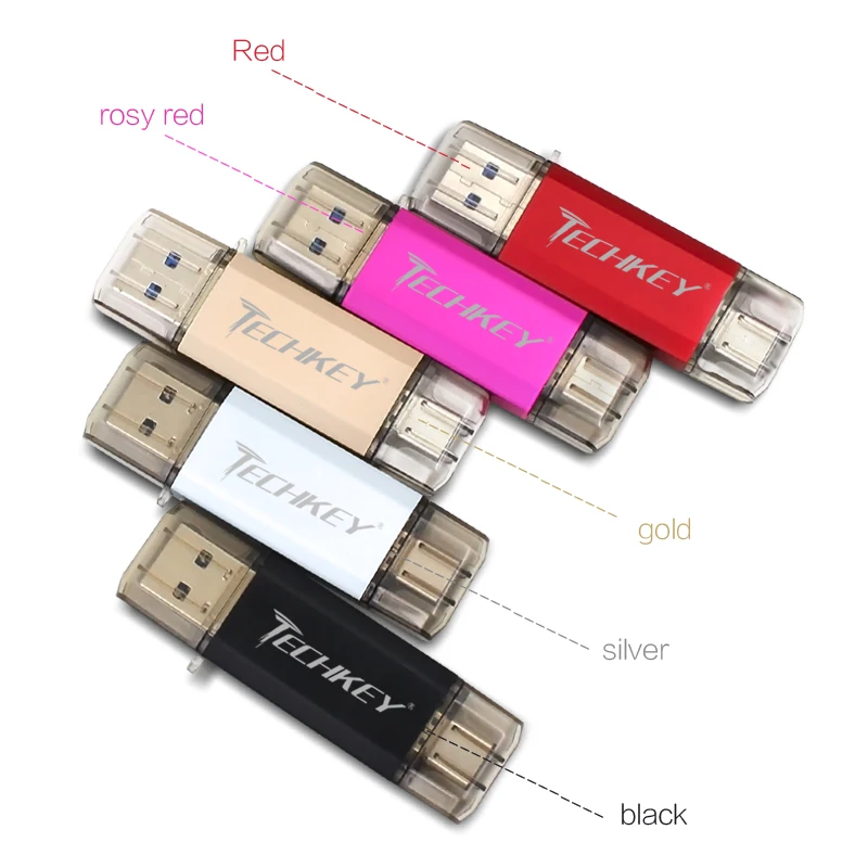 TECHKEY-memoria usb tipo c, unidad flash de 128gb, tipo C, 3,1, 64GB, Pen drive personalizado de Metal, 32GB, 16GB, para teléfonos, Micro Flash tipo C