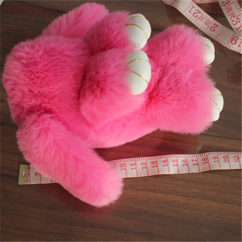 Fluffy 18cm Faux Rex Rabbit Fur Keychain Pompom Bunny Keyring Trinket Hare Toy Car Key Ring Doll Women Bag Charms Party Gift