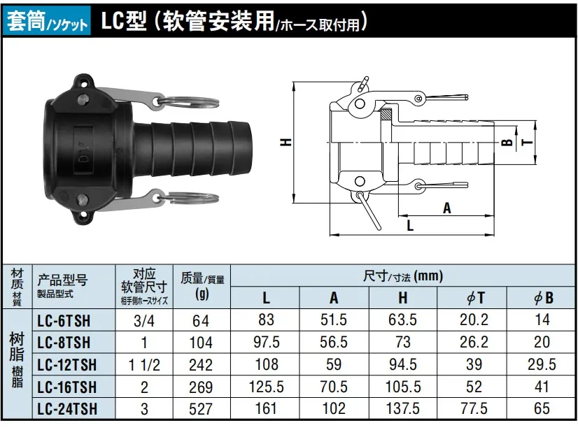 For Japan Nitto LC-6/8/12/16/24TSH Resin/Plastic Quick Connector NITTO.CUPLA