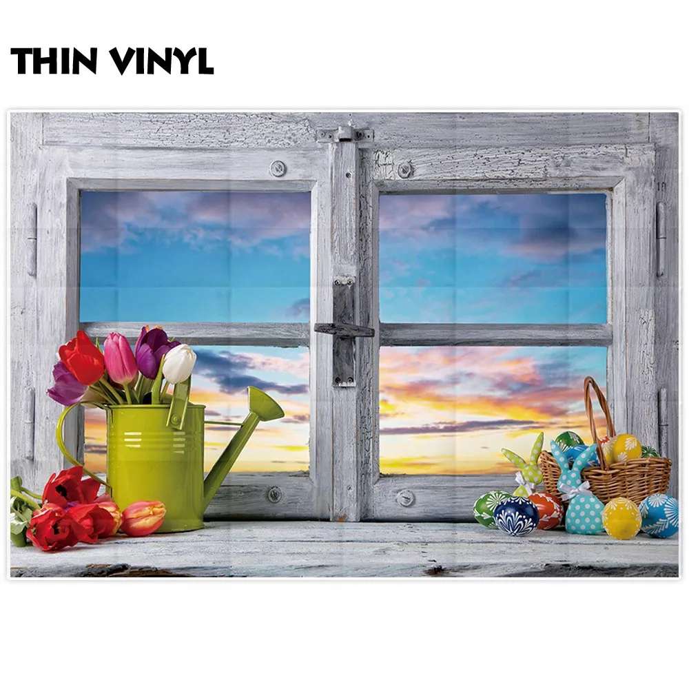 Allenjoy イースター写真撮影背景ウィンドウ卵の花スカイ春の背景 photobooth 写真スタジオ photocall プリント新