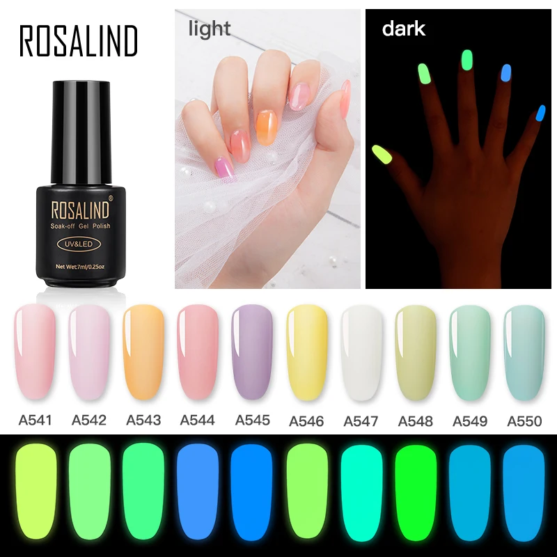 

ROSALIND Neon Nail Gel Polish Luminous Hybrid Varnish Manicure Top Base Gel For Nails Art Gel Nail Polish Semi Permanent Primer