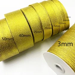 Handmade Gold Ribbon 25 Yard 22M Metallic Luster Wedding Christmas Decoration DIY Webbing Card Gift Wrapping