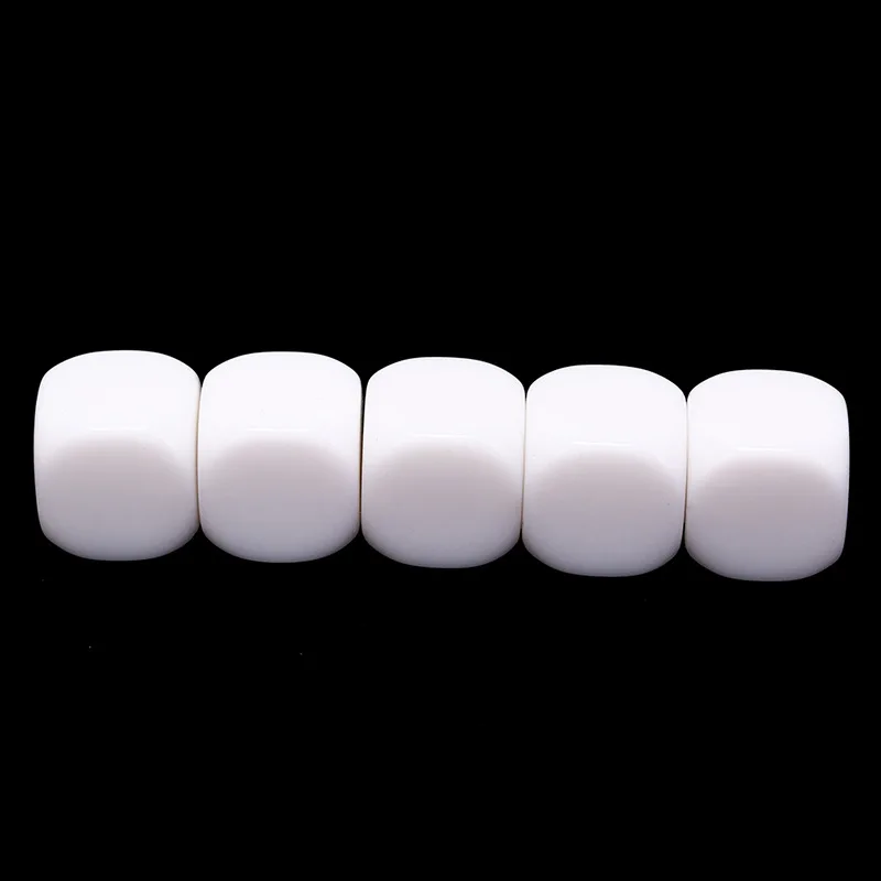 Dados en blanco de acrílico para enseñanza, accesorios de juego, Herramientas Matemáticas, esquina redondeada, 22mm, 5 unids/lote por paquete