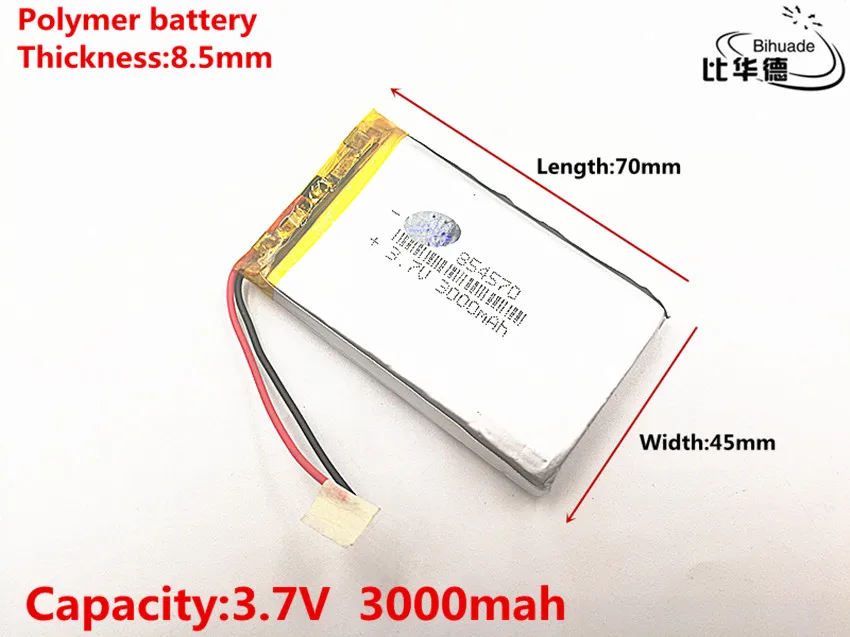 1 pz/lotto Buon Qulity 3.7 V, 3000 mAH, 854570 Polimero agli ioni di litio/batteria Li-Ion per il GIOCATTOLO, BANCA di POTERE, GPS, mp3, mp4