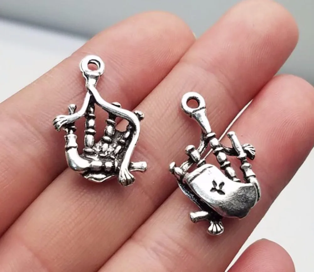 15pcs/lot--30x18mm Scottish Bagpipes Chams Antique Silver Plated  Pendants For DIY Supplies Jewelry Making Finding Accessories