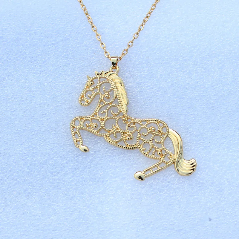 hzew run horse necklace gift big 7cm*4.5cm cute horse Horse pendant necklace