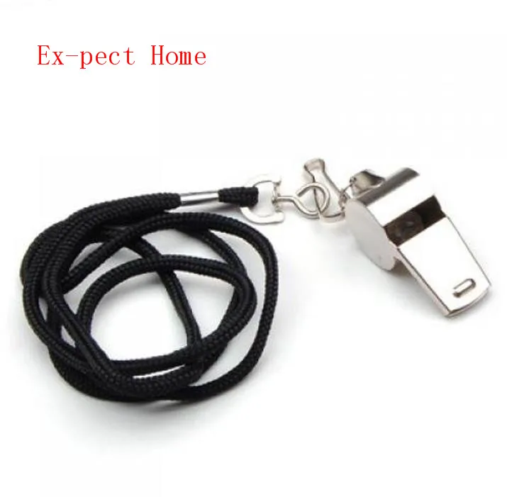 100PCS Stainless steel metal sports whistle , Metal Referee Whistle and Lanyard Football Soccer