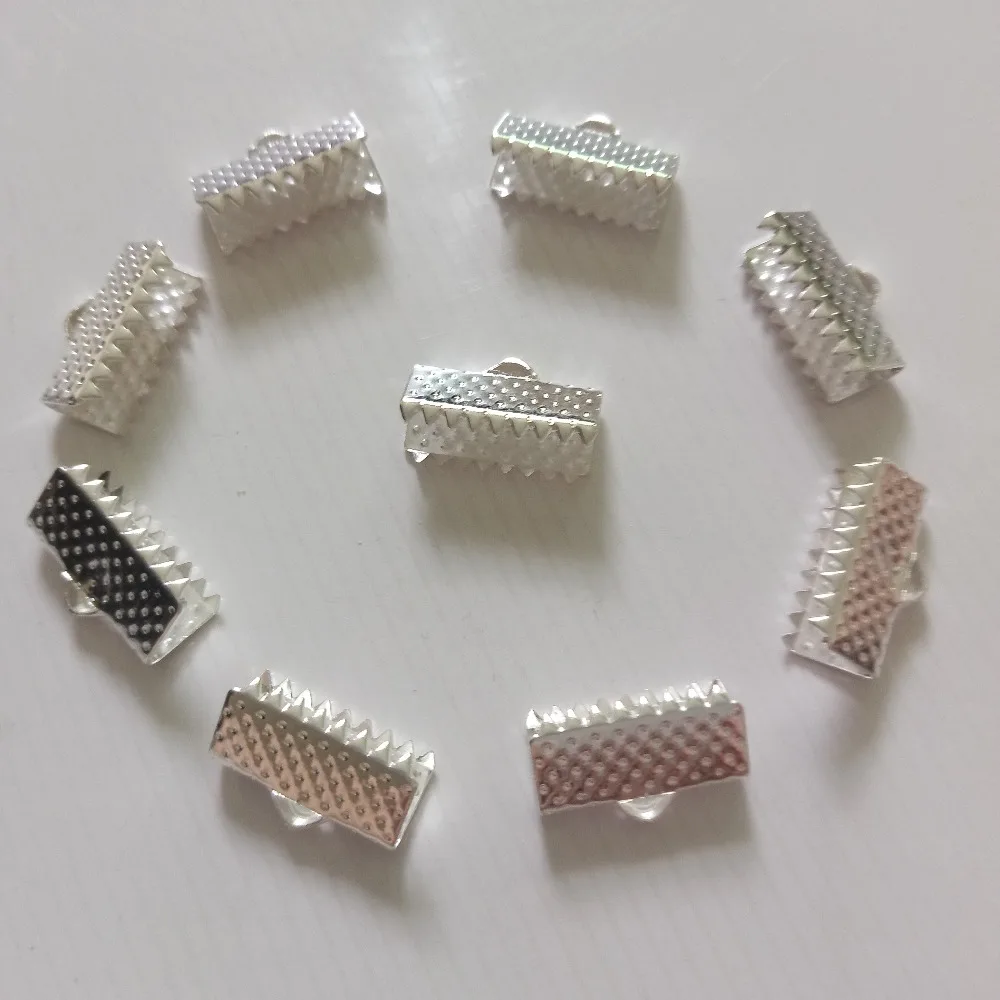 100pcs Crimp Beads Clasps Cord End Clips String Ribbon Leather Clip Foldover Necklace Bracelet Connectors For DIY Jewelry Making