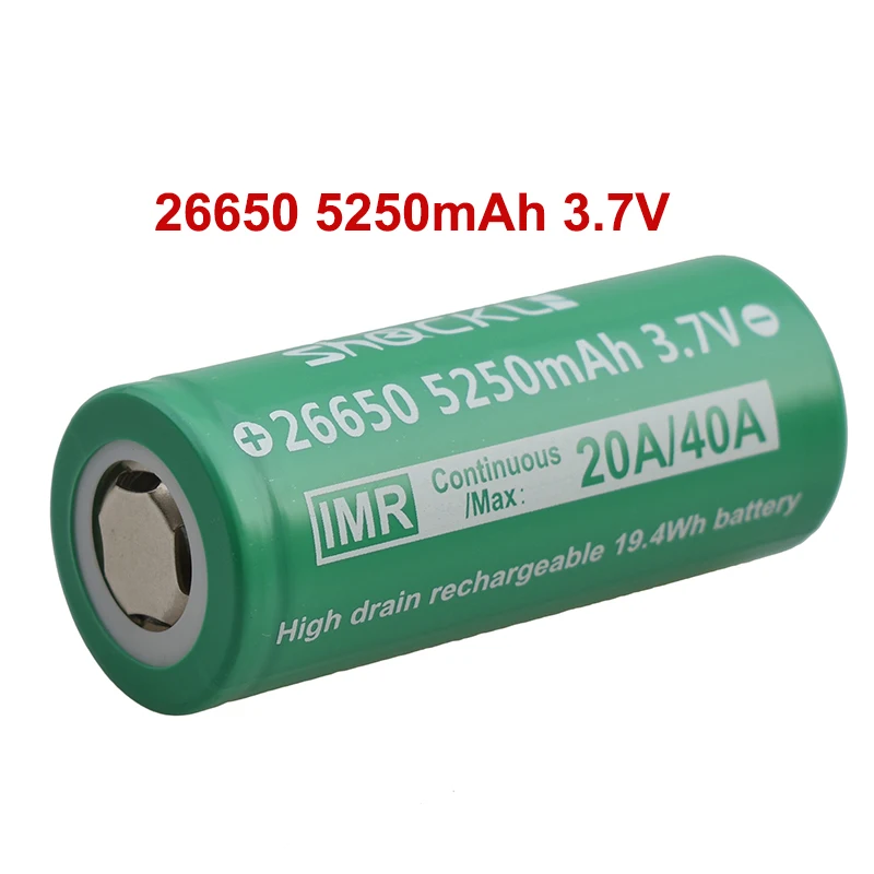 Shockli 26650 5250mAh 3.7v  Li-ion rechargeable battery 30A 40A 26650 lithium battery for high power flashlights  torch