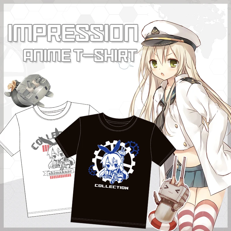 MGFHOME Anime JK Kantai Collection Anime Cosplay Shirt KanColle Shimakaze Whirlwind Girl T-Shirt Tops Tee Women Men t shirt