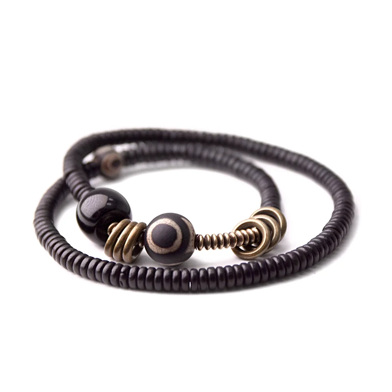 Black Onyx Anti-evil Eye Ebony Beads Bracelet Ethnic Unique Personalized Gift Meditation Unisex Jewelry Trend 2022 Women Bangles