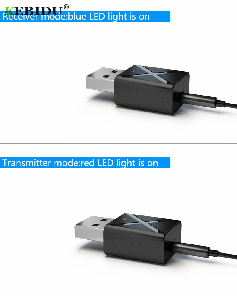 KEBIDU USB لاسلكيّ استقبال مرسلات بلوتوث V5.0 صوت موسيقى ستيريو محول دونغل ل تلفزيون PC سمّاعات بلوتوث سماعة رأس