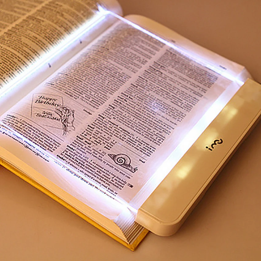 Lampe de lecture LED plate Portable avec signets pour soins oculaires, luminosité réglable, épaisseur de 2.5mm, Vision nocturne magique