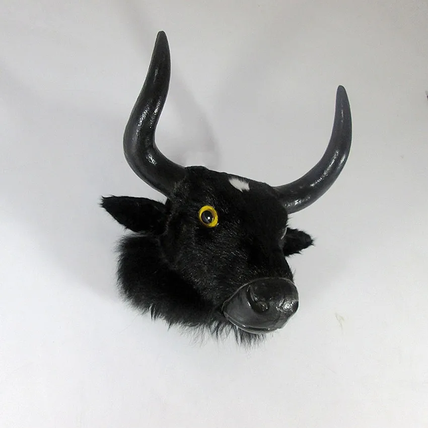 new creative simulation cow head toy cute lovely handicraft black cow head gift Furnishing articles about 32x30x18cm